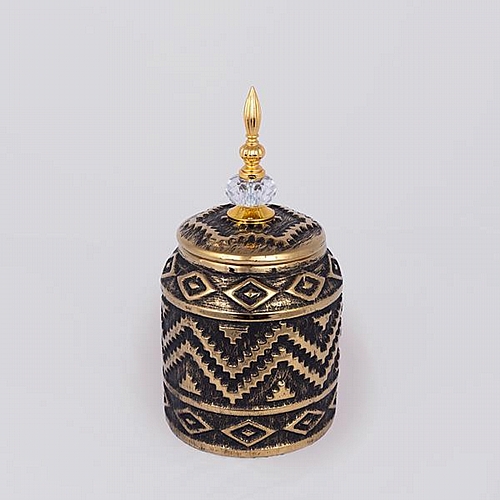 ΒΑΖΟ ΜΕ ΚΑΠΑΚΙ ΚΕΡΑΜΙΚΟ ΜΑΥΡΟ -  ΧΡΥΣΟ 15x15x28.3cm