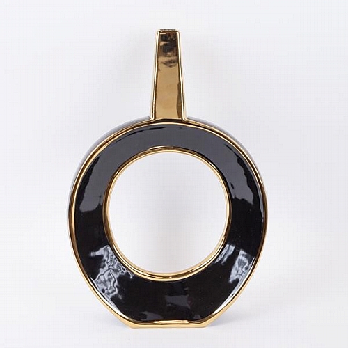 ΒΑΖΟ ΚΕΡΑΜΙΚΟ ΜΑΥΡΟ - ΧΡΥΣΟ 30.5x7.2x45cm