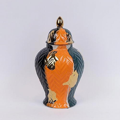 BAΖΟ ΜΕ ΚΑΠΑΚΙ ΚΕΡΑΜΙΚΟ TEΡΡΑΚΟΤΤΑ - ΠΡΑΣΙΝΟ - ΧΡΥΣΟ 20.5x20.5x36cm