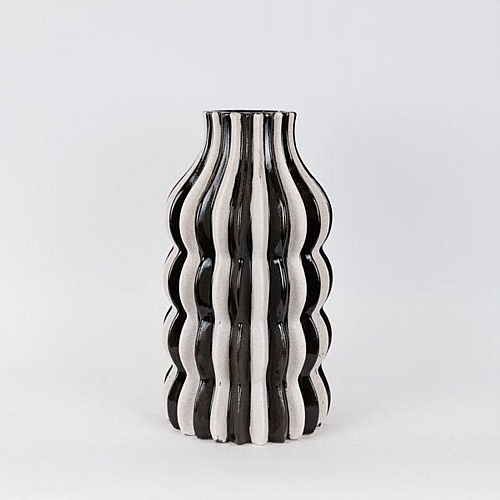 ΒΑΖΟ ΚΕΡΑΜΙΚO ΜΑΥΡΟ - ΛΕΥΚΟ 21x21x38cm