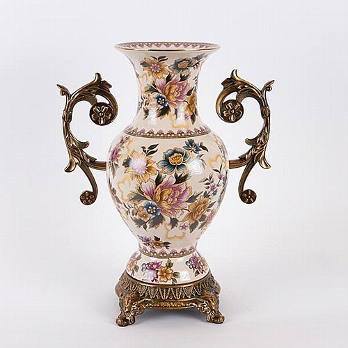 ΒΑΖΟ ΠΟΡΣΕΛΑΝΙΝΟ ΛΕΥΚΟ - ΧΡΥΣΟ 33x14.5x36cm