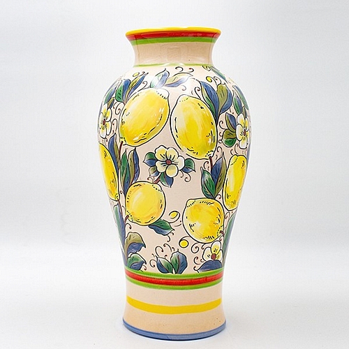 ΒΑΖΟ ΚΕΡΑΜΙΚΟ ΜΠΕΖ-ΜΕ ΛΕΜΟΝΙΑ 20.7x20.7x39.5cm