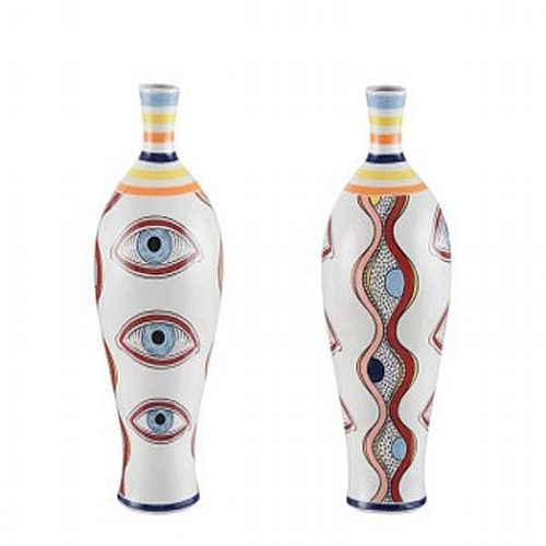 ΒΑΖΟ ΚΕΡΑΜΙΚΟ ΛΕΥΚΟ-ΜΕ ΓΑΛΑΖΙΑ ΜΑΤΙΑ 14.5x14.5x36.5cm