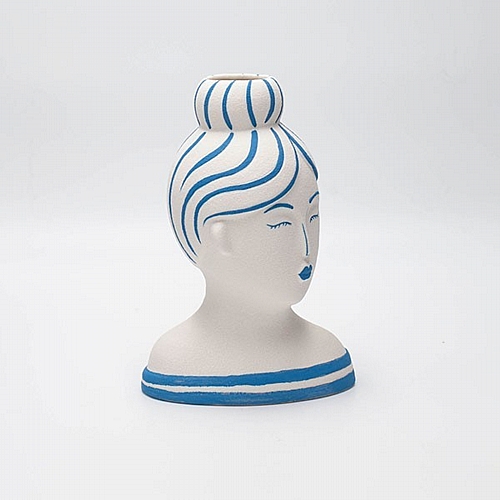 ΒΑΖΟ ΔΙΑΚΟΣΜΗΤΙΚΟ ΠΡΟΣΩΠΟ ΠΟΡΣΕΛΑΝΗ ΛΕΥΚΟ-ΓΑΛΑΖΙΟ 13.2x9x19cm