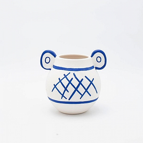 ΒΑΖΟ ΠΟΡΣΕΛΑΝΗ ΛΕΥΚΟ - ΜΠΛΕ 15.9x13.5x15.3cm