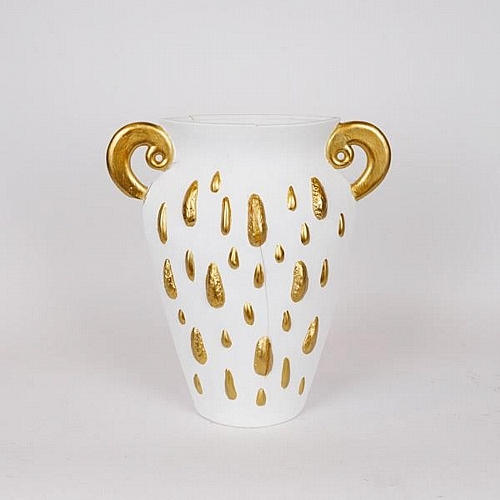 ΒΑΖΟ ΚΕΡΑΜΙΚΟ ΛΕΥΚΟ-ΧΡΥΣΟ 33.5x15.2x37.5cm