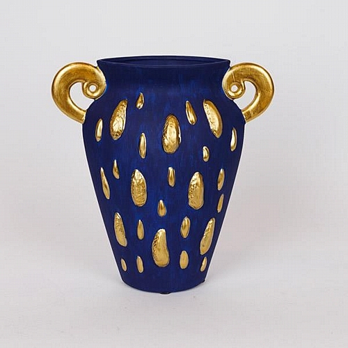 ΒΑΖΟ ΚΕΡΑΜΙΚΟ ΜΠΛΕ-ΧΡΥΣΟ 27.3x9.8x29cm