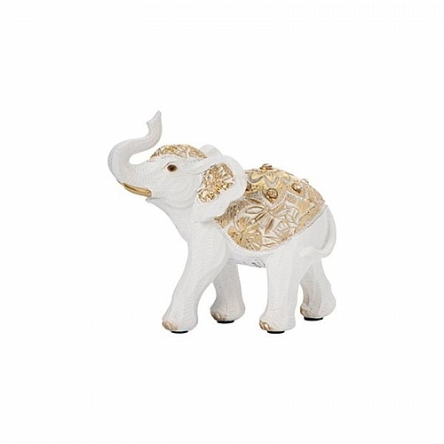 Διακοσμητικός Ελέφαντας Λευκός-Χρυσός 13x6x12.5cm
