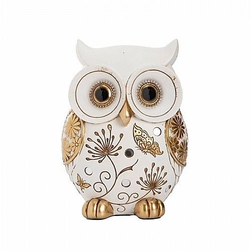 Διακοσμητική Κουκουβάγια Λευκή-Χρυσή 10x7.5x13.5cm
