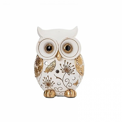 Διακοσμητική Κουκουβάγια Λευκή-Χρυσή 7x5x10cm