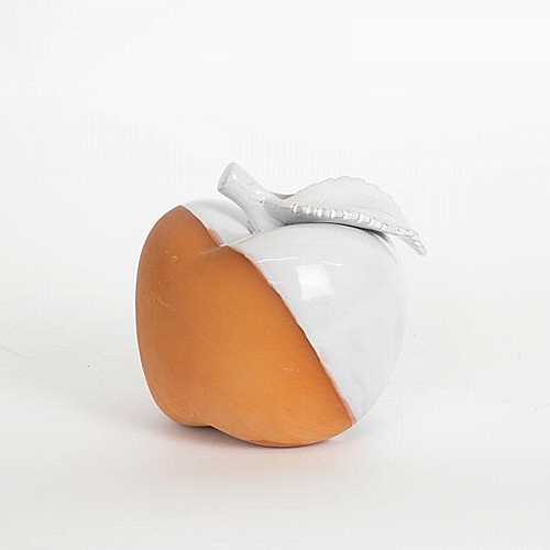 ΔΙΑΚΟΣΜΗΤΙΚΟ ΚΕΡΑΜΙΚΟ ΜΗΛΟ ΤΕΡΑΚΟΤΑ-ΛΕΥΚΟ 11.8x11.8x12cm