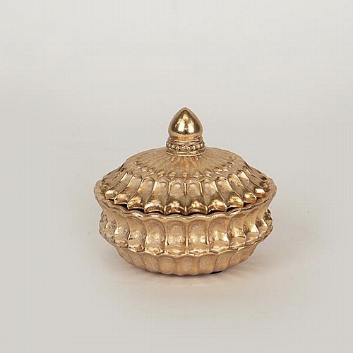 ΔΙΑΚΟΣΜΗΤΙΚΟ ΚΟΥΤΙ ΜΕ ΚΑΠΑΚΙ ΠΟΛΥΡΕΣΙΝ ΝΟΥΦΑΡΟ ΧΡΥΣΟ 9.7x9.7x8cm