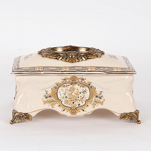 ΔΙΑΚΟΣΜΗΤΙΚΟ ΚΟΥΤΙ ΠΟΡΣΕΛΑΝΗ ΛΕΥΚΟ- ΧΡΥΣΟ 27.5x16.5x15.5cm