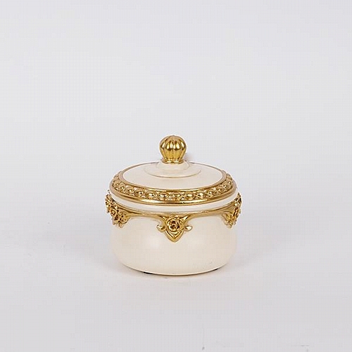 ΔΙΑΚΟΣΜΗΤΙΚΟ ΚΟΥΤΙ ΠΟΛΥΡΕΖΙΝ ΛΕΥΚΟ- ΧΡΥΣΟ 10.2x9.8x9.5cm