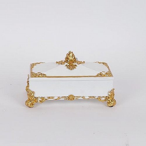 ΔΙΑΚΟΣΜΗΤΙΚΟ ΚΟΥΤΙ ΠΟΛΥΡΕΖΙΝ ΛΕΥΚΟ-ΧΡΥΣΟ 21.8x12x12cm