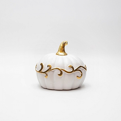 ΔΙΑΚΟΣΜΗΤΙΚΗ ΚΟΛΟΚΥΘΑ ΜΕ ΚΛΑΔΙΑ ΠΟΛΥΡΕΖΙΝ ΛΕΥΚΟ-ΧΡΥΣΟ 12.5x12.5x10.9cm