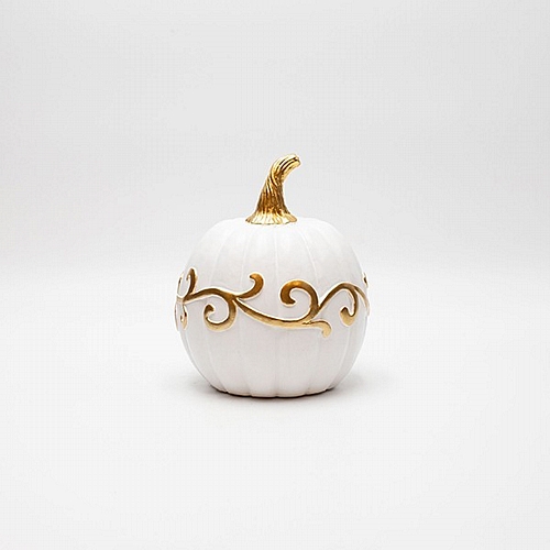 ΔΙΑΚΟΣΜΗΤΙΚΗ ΚΟΛΟΚΥΘΑ ΜΕ ΚΛΑΔΙΑ ΠΟΛΥΡΕΖΙΝ ΛΕΥΚΟ-ΧΡΥΣΟ 13x13x15.5cm