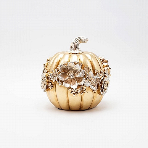 ΔΙΑΚΟΣΜΗΤΙΚΗ ΚΟΛΟΚΥΘΑ ΜΕ ΛΟΥΛΟΥΔΙΑ ΠΟΛΥΡΕΖΙΝ ΧΡΥΣΟ-ΑΣΗΜΙ 14.8x14.4x14.2cm