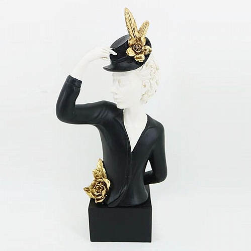 ΔΙΑΚΟΣΜΗΤΙΚΟ ΓΛΥΠΤΟ ΓΥΝΑΙΚΑ ΜΕ ΚΑΠΕΛΟ ΜΑΥΡΟ-ΛΕΥΚΟ-ΧΡΥΣΟ 16.5x11x36.5cm ΔΙΑΚΟΣΜΗΤΙΚΟ ΓΛΥΠΤΟ ΓΥΝΑΙΚΑ ΜΕ ΚΑΠΕΛΟ ΜΑΥΡΟ-ΛΕΥΚΟ-ΧΡΥΣΟ 16.5x11x36.5cm