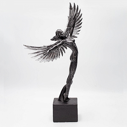 ΓΥΝΑΙΚΑ ΜΕ ΦΤΕΡΑ ΠΟΛΥΡΕΖΙΝ ΑΣΗΜΙ - ΜΑΥΡΗ 20x10x39.5cm