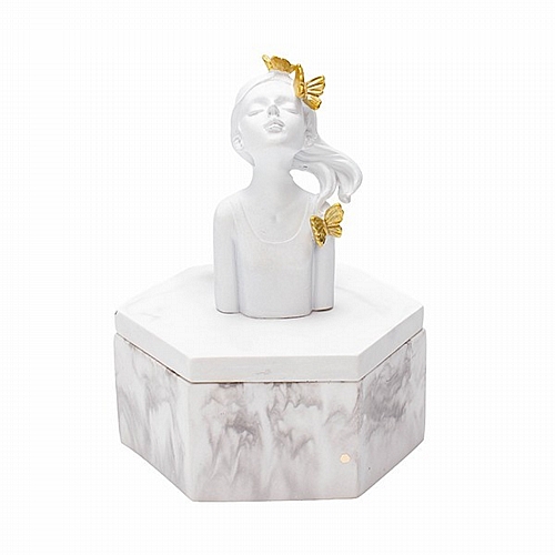 ΔΙΑΚΟΣΜΗΤΙΚΟ ΚΟΥΤΙ ΠΟΛΥΡΕΖΙΝ ΛΕΥΚΟ - ΜΑΡΜΑΡΙΝΟ - ΧΡΥΣΟ 8x8x12cm