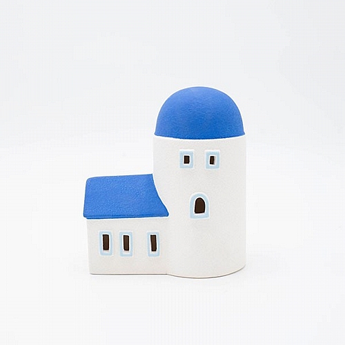 ΔΙΑΚΟΣΜΗΤΙΚΟ ΣΠΙΤΑΚΙ ΜΕ LED ΠΟΡΣΕΛΑΝΗ ΛΕΥΚΟ-ΜΠΛΕ 13.4x8x15.2cm