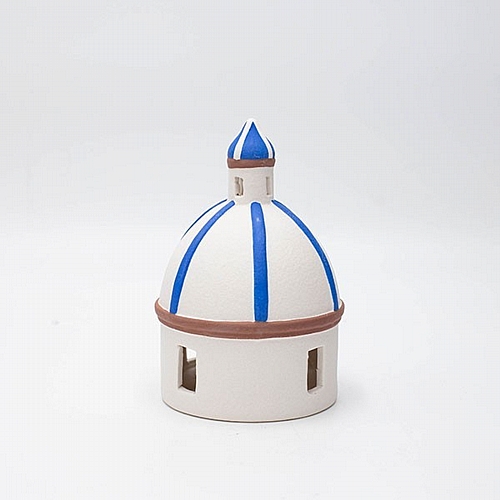 ΔΙΑΚΟΣΜΗΤΙΚΟ ΣΠΙΤΑΚΙ ΜΕ LED ΠΟΡΣΕΛΑΝΗ ΛΕΥΚΟ-ΜΠΛΕ 9.7x9.7x14.5cm