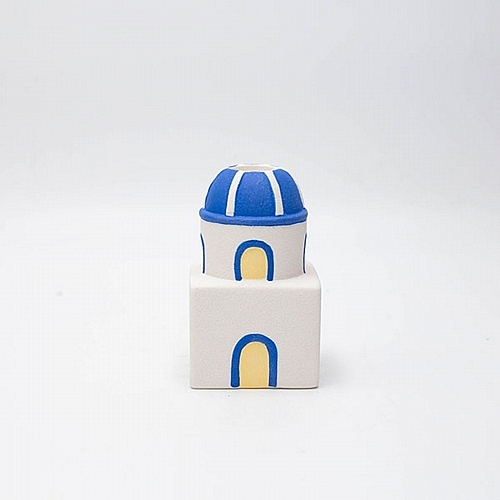 ΔΙΑΚΟΣΜΗΤΙΚΟ ΣΠΙΤΑΚΙ ΜΕ LED ΠΟΡΣΕΛΑΝΗ ΛΕΥΚΟ-ΜΠΛΕ 8.4x8.4x20.5cm