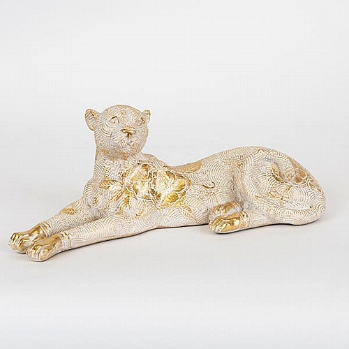 ΛΕΟΠΑΡΔΑΛΗ ΠΟΛΥΡΕΖΙΝ ΛΕΥΚΗ - ΧΡΥΣΗ 32.5x12.8x12cm