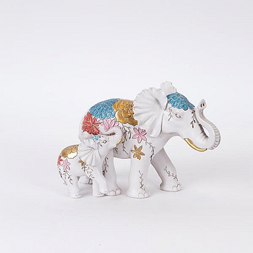 ΕΛΕΦΑΝΤΕΣ ΠΟΛΥΡΕΖΙΝ ΛΕΥΚΟΙ ΜΕ ΛΟΥΛΟΥΔΙΑ 22.5x12x16cm
