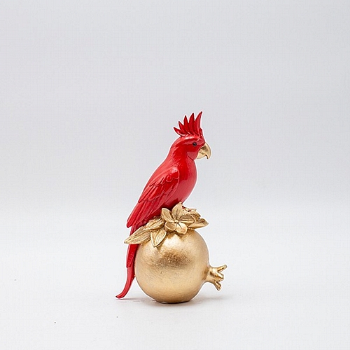 ΔΙΑΚΟΣΜΗΤΙΚΟ ΠΑΠΑΓΑΛΟΣ ΠΟΛΥΡΕΖΙΝ ΚΟΚΚΙΝΟ-ΧΡΥΣΟ 9x6.5x15cm