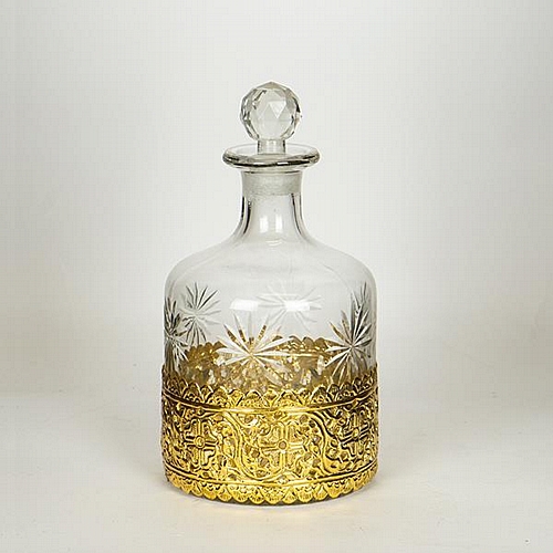 ΚΑΡΑΦΑ ΓΥΑΛΙΝΗ - ΜΕΤΑΛΛΙΚΗ ΧΡΥΣΗ 13x24cm