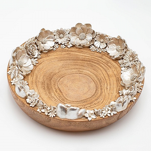 ΔΙΑΚΟΣΜΗΤΙΚΗ ΠΙΑΤΕΛΑ ΛΟΥΛΟΥΔΙΑ ΠΟΛΥΡΕΖΙΝ-ΞΥΛΟ ΦΥΣΙΚΟ-ΑΣΗΜΙ 29.3x29.3x7cm ΔΙΑΚΟΣΜΗΤΙΚΗ ΠΙΑΤΕΛΑ ΛΟΥΛΟΥΔΙΑ ΠΟΛΥΡΕΖΙΝ-ΞΥΛΟ ΦΥΣΙΚΟ-ΑΣΗΜΙ 29.3x29.3x7cm