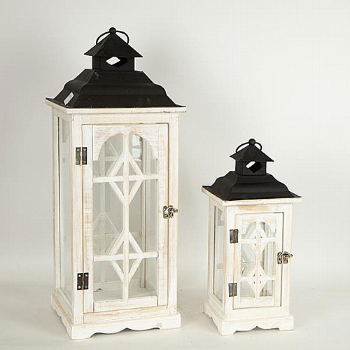 S/2 ΦΑΝΑΡΙΑ ΜΕΤΑΛΛΙΚΗ - ΞΥΛΙΝΑ ΛΕΥΚΑ 24x24x62cm/17x17x40cm