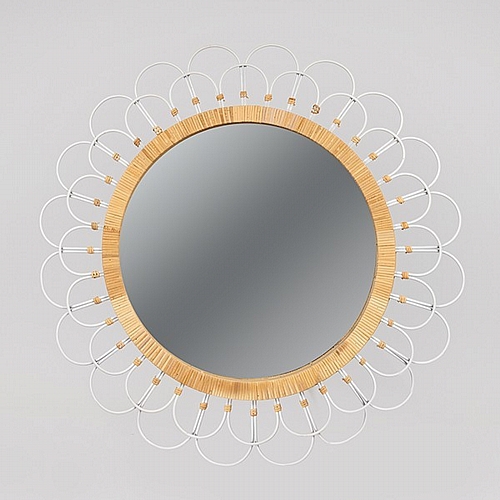 ΚΑΘΡΕΦΤΗΣ ΞΥΛΙΝΟΣ - ΜΕΤΑΛΛΙΚΟΣ NATURAL - ΛΕΥΚΟΣ 92x3.5x92cm