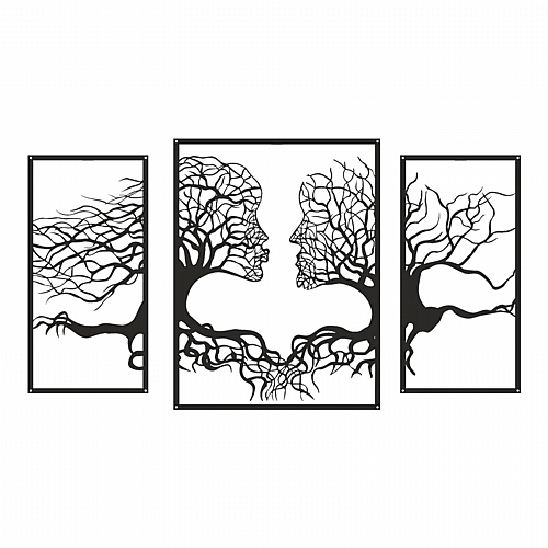 Διακοσμητικό τοίχου Connecto pakooworld σετ 3τεμ μαύρο μεταλλικό