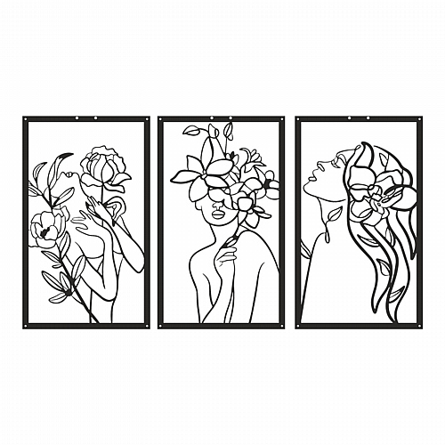 Διακοσμητικό τοίχου Witho pakooworld σετ 3τεμ μαύρο μεταλλικό 30x0,15x50εκ