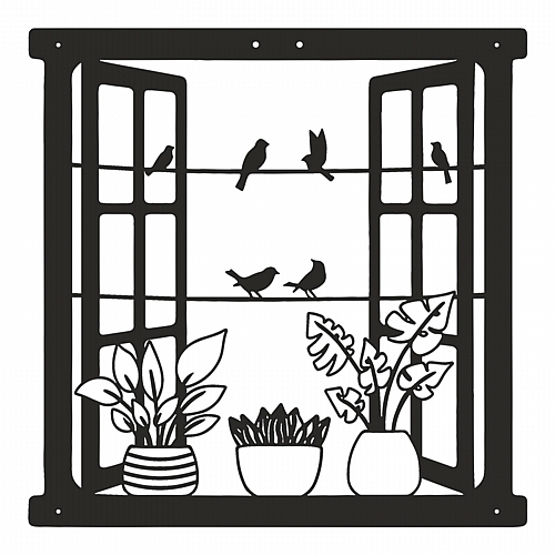 Διακοσμητικό τοίχου Windo pakooworld μαύρο μεταλλικό 50x0,15x50εκ