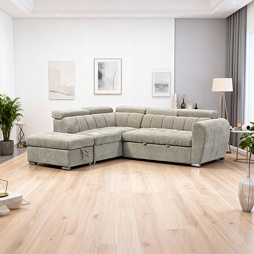 Γωνιακός καναπές-κρεβάτι δεξιά γωνία Nuvora pakoworld με αποθηκευτικό χώρο μπεζ ύφασμα 244x225x79εκ Γωνιακός καναπές-κρεβάτι δεξιά γωνία Nuvora pakoworld με αποθηκευτικό χώρο μπεζ ύφασμα 244x225x79εκ