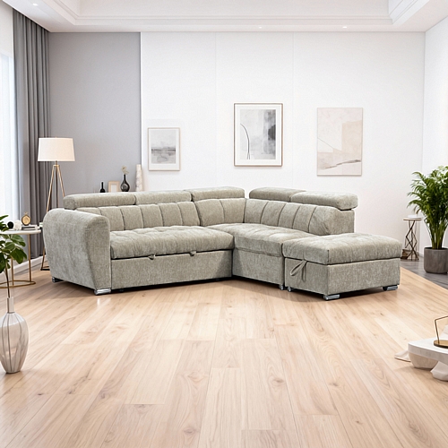 Γωνιακός καναπές-κρεβάτι αριστερή γωνία Nuvora pakoworld με αποθηκευτικό χώρο μπεζ ύφασμα 244x225x79εκ Γωνιακός καναπές-κρεβάτι αριστερή γωνία Nuvora pakoworld με αποθηκευτικό χώρο μπεζ ύφασμα 244x225x79εκ