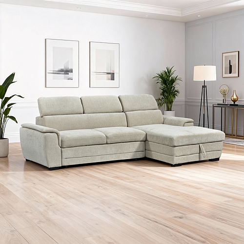 Γωνιακός καναπές-κρεβάτι αριστερή γωνία Dreamora pakoworld με αποθηκευτικό χώρο ύφασμα μπεζ 270x167x82εκ Γωνιακός καναπές-κρεβάτι αριστερή γωνία Dreamora pakoworld με αποθηκευτικό χώρο ύφασμα μπεζ 270x167x82εκ