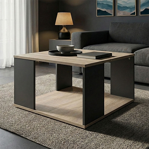 Τραπέζι σαλονιού Zelegan pakoworld sonoma-ανθρακί 60x60x39εκ