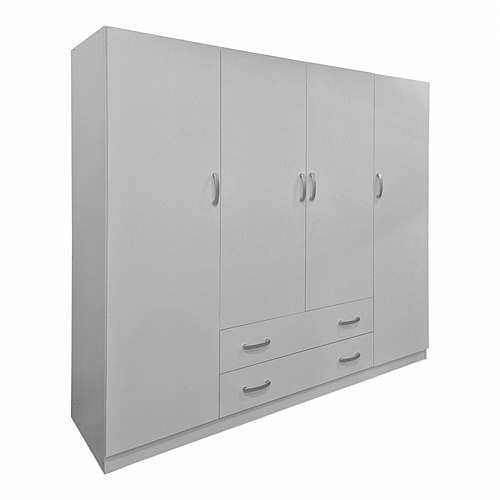 Ντουλάπα τετράφυλλη με 2 συρτάρια Alvia pakoworld λευκή 200x51x180εκ Ντουλάπα τετράφυλλη με 2 συρτάρια Alvia pakoworld λευκή 200x51x180εκ