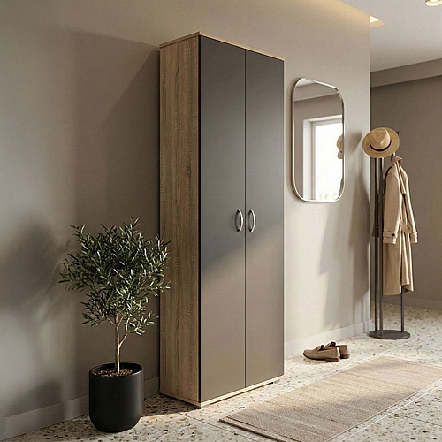 Παπουτσοθήκη-Ντουλάπα Racka pakoworld sonoma-ανθρακί 58x34x186εκ Παπουτσοθήκη-Ντουλάπα Racka pakoworld sonoma-ανθρακί 58x34x186εκ