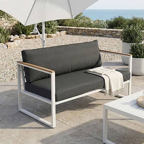 Καναπές διθέσιος Aurelio pakoworld μεταλλικός σε λευκή -μαξιλάρια σε ανθρακί απόχρωση 130x74x63εκ Καναπές διθέσιος Aurelio pakoworld μεταλλικός σε λευκή -μαξιλάρια σε ανθρακί απόχρωση 130x74x63εκ