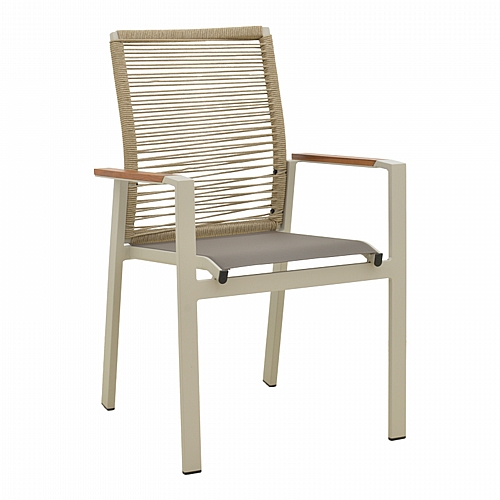 Πολυθρόνα Aegean pakoworld στοιβαζόμενη -teak- αλουμίνιο και μόκα textline με pe σχοινί μπεζ 56,5x58x91εκ Πολυθρόνα Aegean pakoworld στοιβαζόμενη -teak- αλουμίνιο και μόκα textline με pe σχοινί μπεζ 56,5x58x91εκ