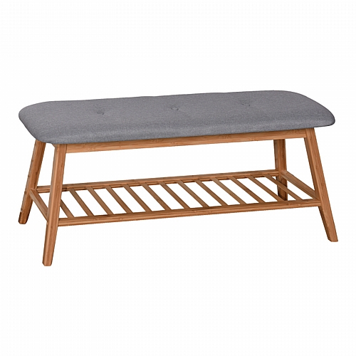 Παπουτσοθήκη-Σκαμπό Zerma pakoworld 4 ζευγών μπαμπού-ύφασμα σε φυσική-γκρι απόχρωση 100x30.5x44εκ Παπουτσοθήκη-Σκαμπό Zerma pakoworld 4 ζευγών μπαμπού-ύφασμα σε φυσική-γκρι απόχρωση 100x30.5x44εκ