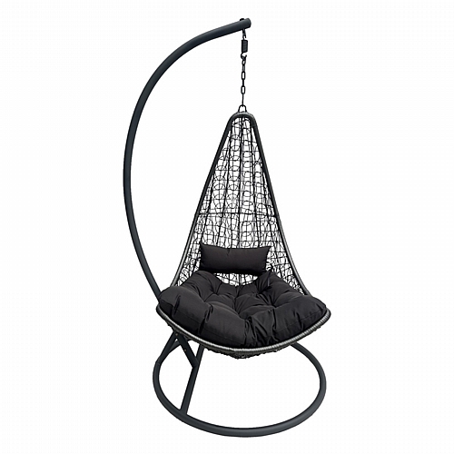 Κούνια φωλιά με βάση Soleil pakoworld μέταλλο ανθρακί- pe rattan ανθρακί με γκρι μαξιλάρι 120x95x195εκ Κούνια φωλιά με βάση Soleil pakoworld μέταλλο ανθρακί- pe rattan ανθρακί με γκρι μαξιλάρι 120x95x195εκ