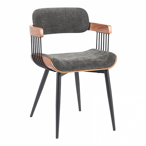 Πολυθρόνα Cameo pakoworld μέταλλο μαύρο-καρυδί ξύλο-ανθρακί ύφασμα 53x49.5x75.5εκ Πολυθρόνα Cameo pakoworld μέταλλο μαύρο-καρυδί ξύλο-ανθρακί ύφασμα 53x49.5x75.5εκ