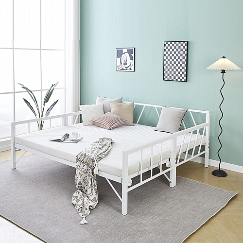 Κρεβάτι-Καναπές Remmie pakoworld μέταλλο λευκό 90x190εκ